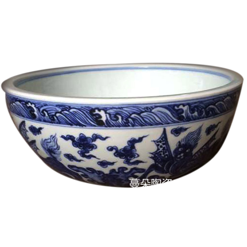 中国古美術✦明代正統期青花琴棋書画紋缶✦人物風景写意缶・文房具・純手描き・陶芸 仕女罐局部1-1024x1024.jpg