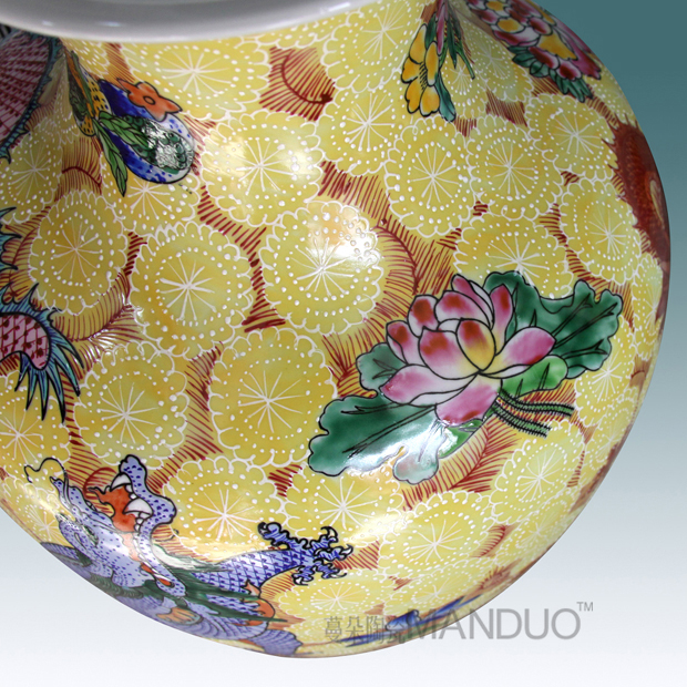 Jingdezhen hand - made pastel dragon vase high - grade high - grade gift porcelain vase furnishing articles furnishing articles villa living room