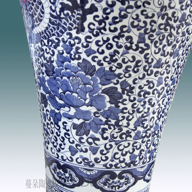 Tendril ceramics jingdezhen blue and white dragon vase longfeng hand-painted flowers large vase vase 1 m to 2 m