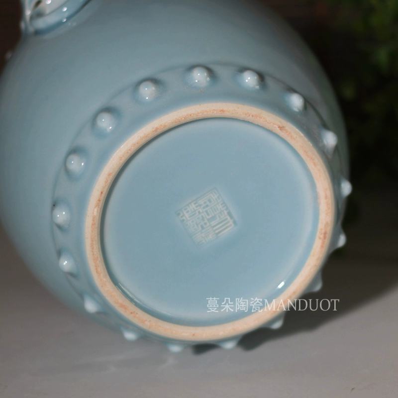 Jingdezhen waist drum shape porcelain double head brush pot elegant antique porcelain furnishing articles waist drum