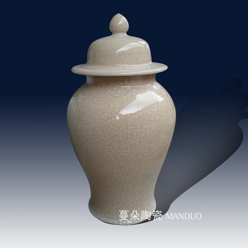 Jingdezhen elegant ice to crack the general pot of 50 cm high general elegant furnishings ice crack cover tank