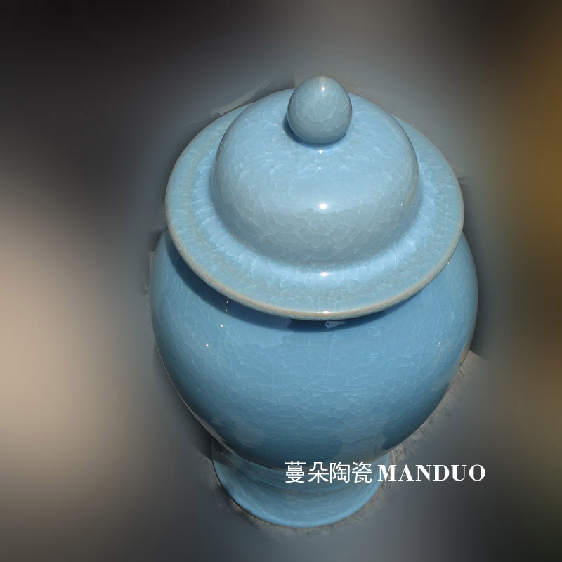 Jingdezhen elegant ice to crack the general pot of 50 cm high general elegant furnishings ice crack cover tank