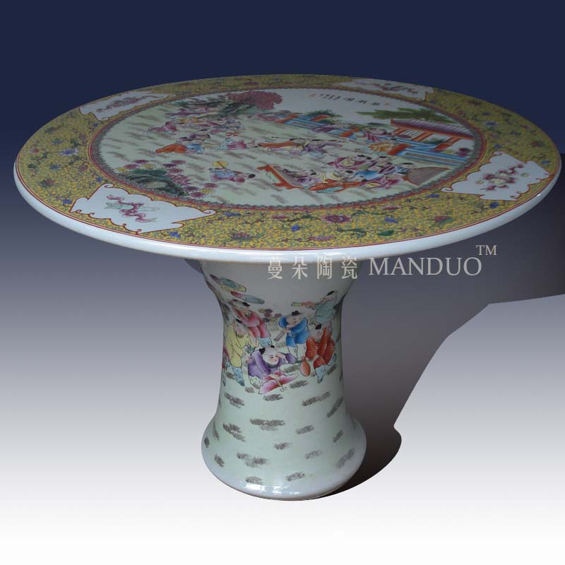 Pastel hand - made tong qu figure baby play the ancient philosophers high - grade indoor display table porcelain porcelain table table