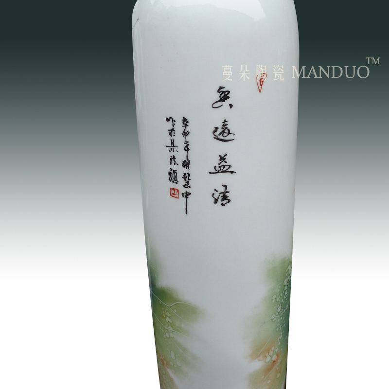 Jingdezhen hand - made decorative vase modern hand - made color lotus lotus art porcelain decorative vase vase