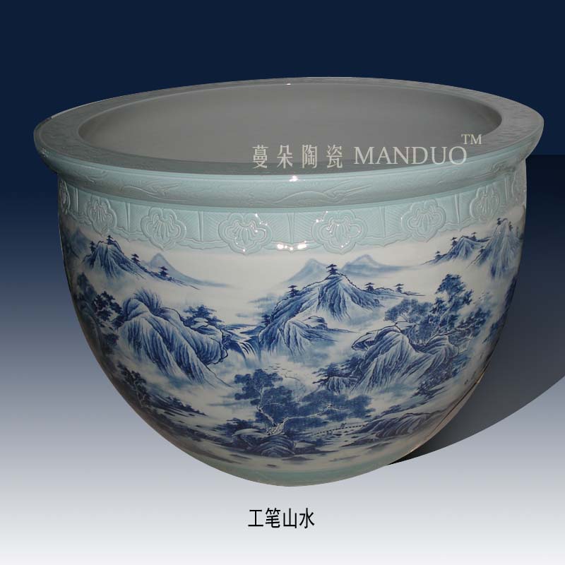 Jingdezhen hand - made scenery porcelain big cylinder 80-200 - cm diameter cylinder customized porcelain king day tank