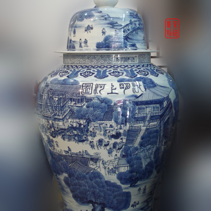 Jingdezhen hand - made ching painting, 130-140 - cm general Jingdezhen hand - made general blue large pot