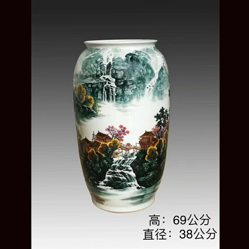 Jingdezhen 69 cm high hand - made scenery idea gourd without cover porcelain jar of barrel m as cans ceramic decorative furnishing articles