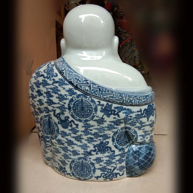 Jingdezhen around 45 cm high haha sitting Buddha in porch decoration porcelain Buddha laughing Buddha smiles in bloom