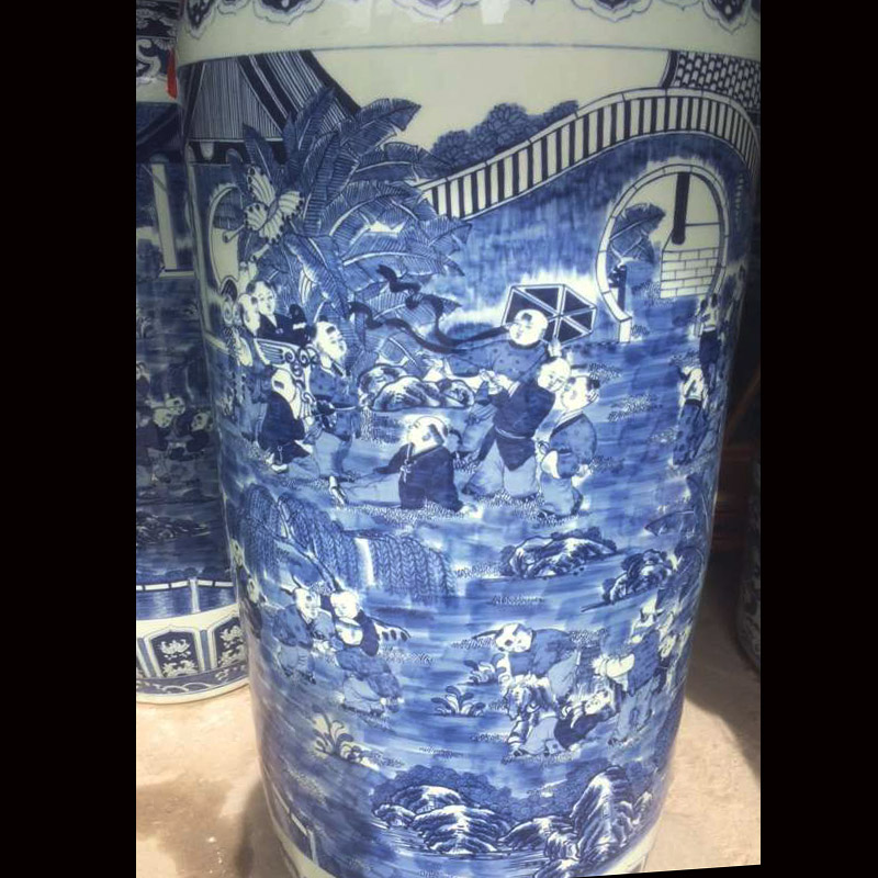 Jingdezhen blue and white, the ancient philosophers hand - made figure art vase culture study sitting room place hand - made figure vase the ancient philosophers
