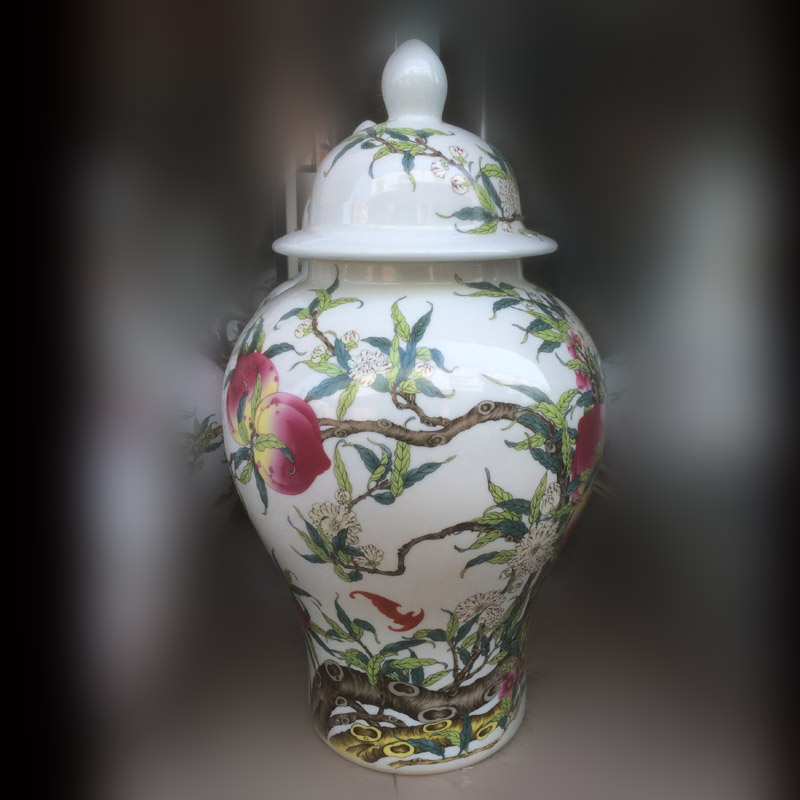 Jingdezhen imitation qianlong xiantao general porcelain pot display live general moral xiantao bat the general tank