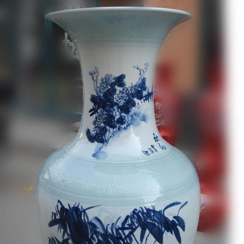 Jingdezhen blue and white vase by patterns of hand - made of 1.3 1.5 meters hand - made porcelain bottle bottles of new home sitting room