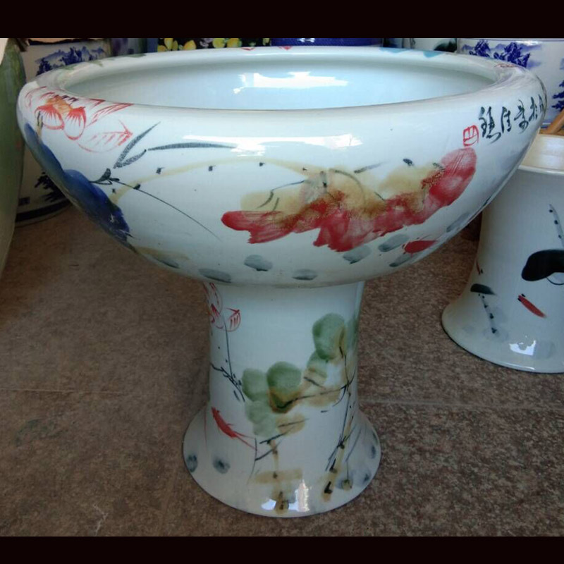 Jingdezhen upscale solid high big fish tank yard hand - made porcelain aquarium lotus lotus red fish tanks