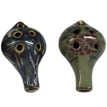 Jingdezhen Kiln Transformed Glaze Ocarina Pendant Kiln Transformed Large and Small Pendant Whistle