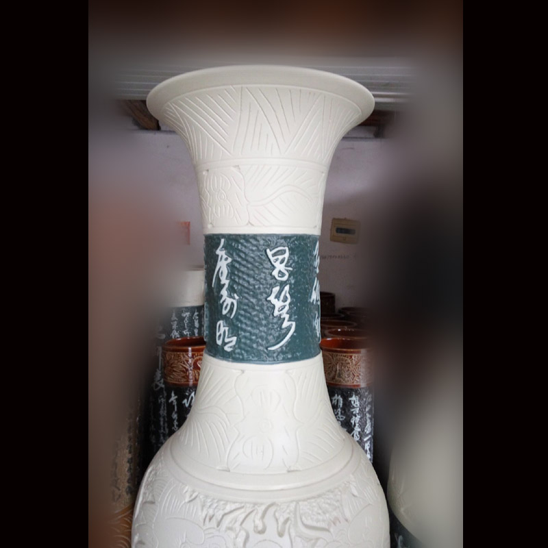 Jingdezhen carving articles articles yueyang tower and handicraftsmen is 1.8 meters high ground culture big vase