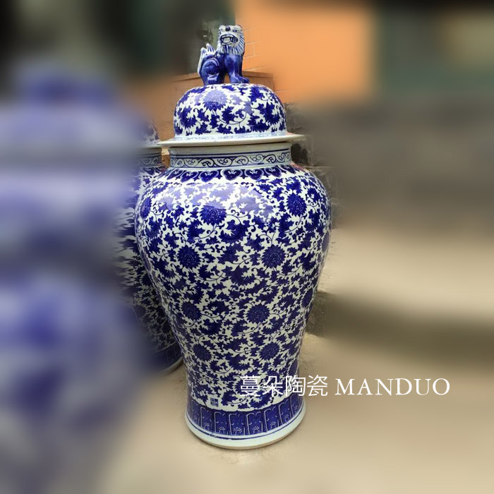 Jingdezhen ceramic cover general hand - made the tiger tank household culture pot new style decorative vase
