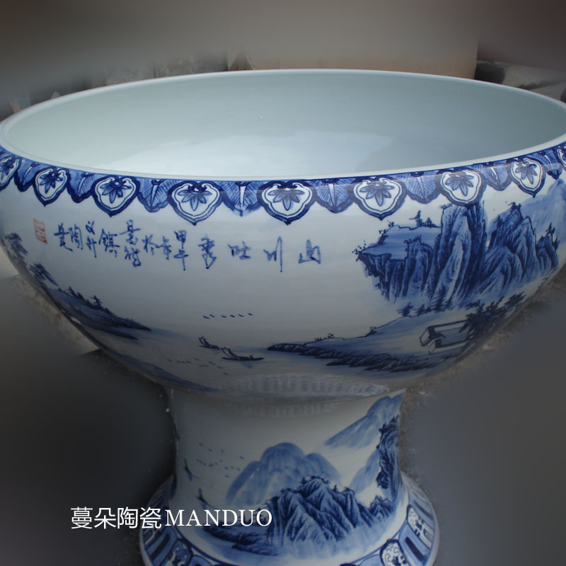 In large volume high expressions using aquariums jingdezhen ceramic porcelain high porcelain crock landscape characters with their feet