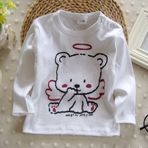 Baby base shirt white baby childrens spring and autumn thin section spring top Little virgin long sleeve cotton boys t-shirt tide