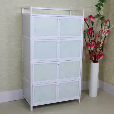 Simple aluminum alloy cabinet cupboard Tempered glass cabinet storage cabinet Kitchen cabinet bowl cabinet Balcony cabinet Tea cabinet
