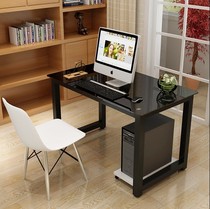 Simple computer desk Desktop office Tempered glass Simple modern home study desk Writing desk Double desk