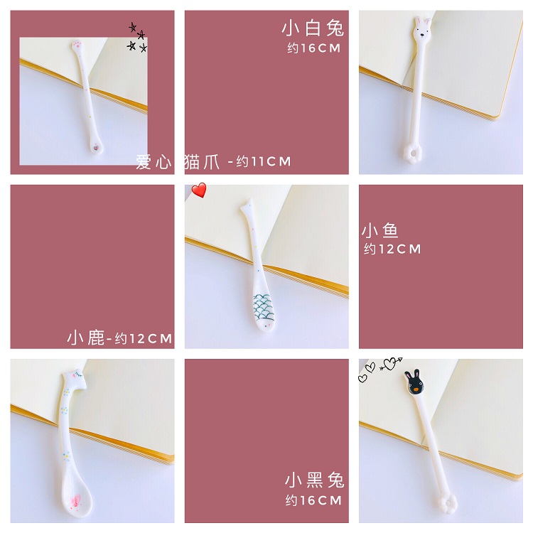 Sáng tạo dễ thương thỏ mèo vuốt thìa gốm khuấy thanh cà phê uống khuấy thìa dài xử lý dễ thương thỏ hoạt hình - Cà phê bình pha cà phê cold brew