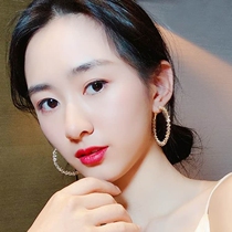 Minimalist large circle with skinny earrings female ins Chaos Exaggerated Fashion Nets Red Personality Temperament Atmospheric 100 Hitch