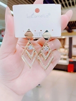 Korean temperament Net red female silver pin zircon Double Diamond short luxury fashion wild 2021 New Tide earrings