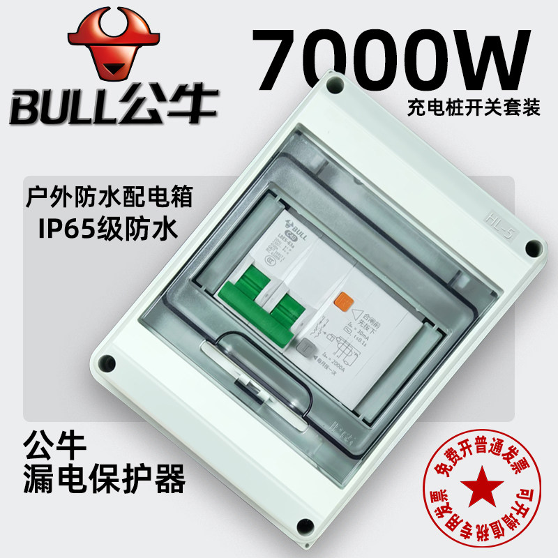 Bull Charging Pile Distribution Box Waterproof Outdoor Surface-Mounted New Energy Distribution Box Household Leakage Protector Rain and Dust Proof