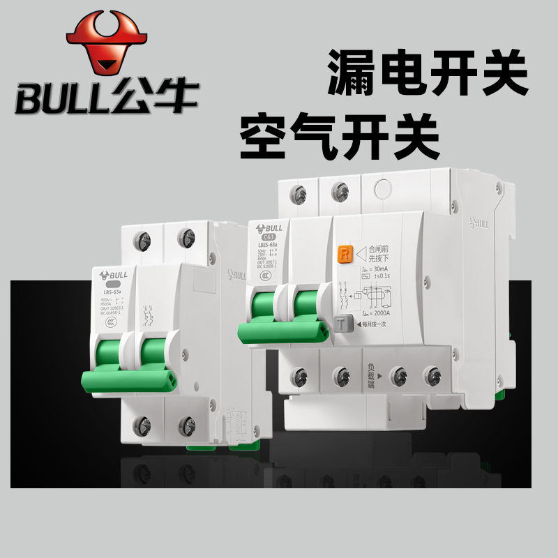 Bull Air Switch Nxb-63A Household Circuit Breaker 2P Small Circuit Breaker 1P Air Conditioner Main Switch Dz47 Leakage Circuit Breaker