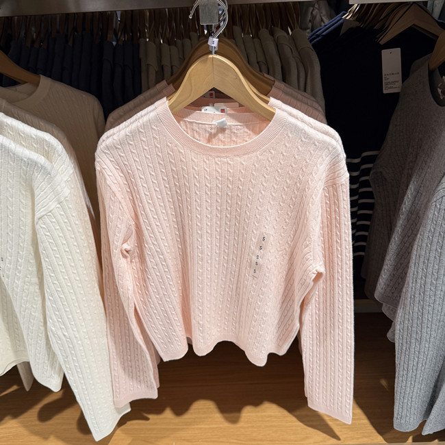 Uniqlo Women's Floral Round Neck Knit Sweater/Sweater 26 Spring/Summer New Style 482969