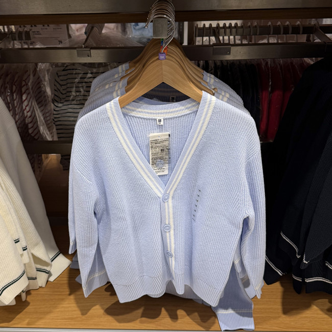 Uniqlo Children's Clothing Boys and Girls Machine Washable Knitted Cardigan Sweater Coat 26 Spring and Summer New Style 485603