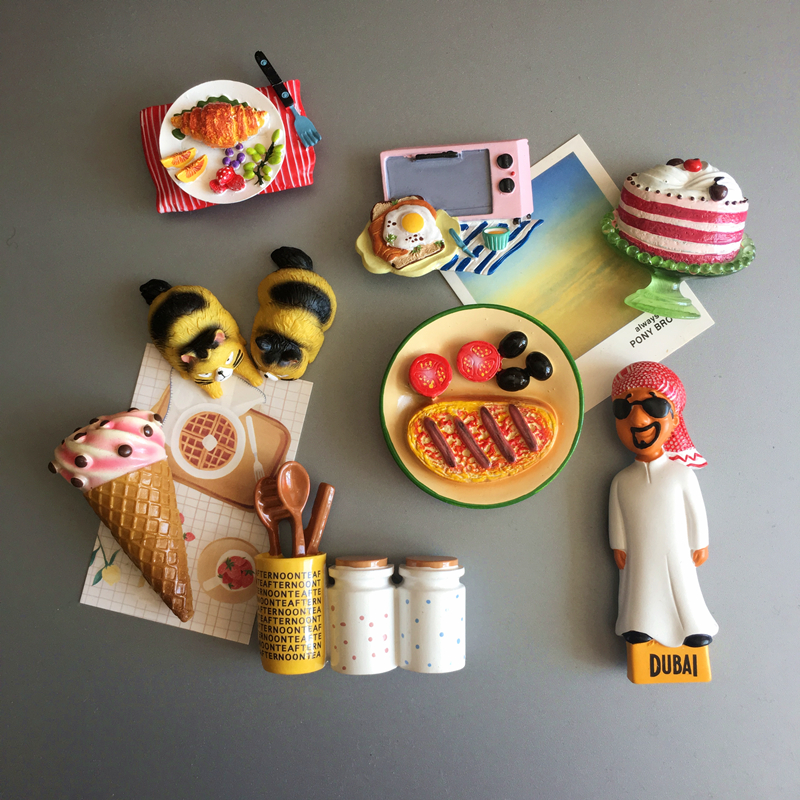 Nordic in wind cuisine cake stereo cute refrigerator decorated Dubai Arab man refrigerator sticker magnet