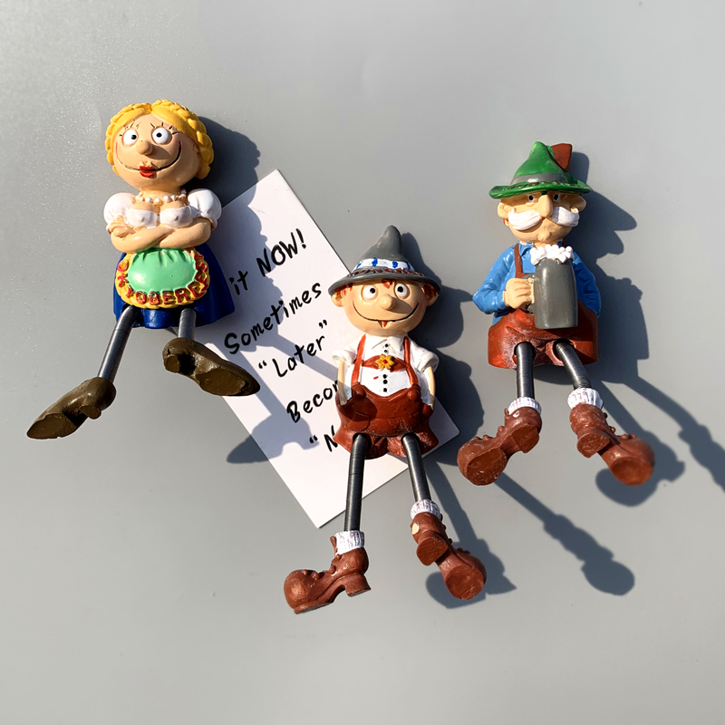 ins Nordic style cartoon cute pastoral three-dimensional spring leg hanging foot doll Refrigerator sticker magnet Creative European style