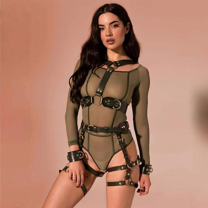 189 Fashionable Bondage Lingerie Set with Leather Design, Faux Leather Bondage Style, Exquisite, Stylish and Charming 189 Fashionable Bondage Lingerie Set with Leather Design, Faux Leather Bondage Style, Exquisite, Stylish and Charming