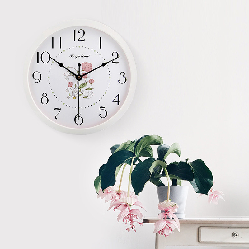 Home fashion creative round clock wall clock living room atmospheric Chinoiserie clock bedroom quartz clock pastoral hanging watch