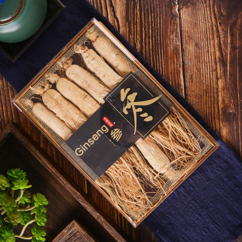 Raw sun white ginseng whole branch Changbai Mountain All need white ginseng Bubble stock Northeastern special production red ginseng dry wild Mountain Ginseng Gift Box