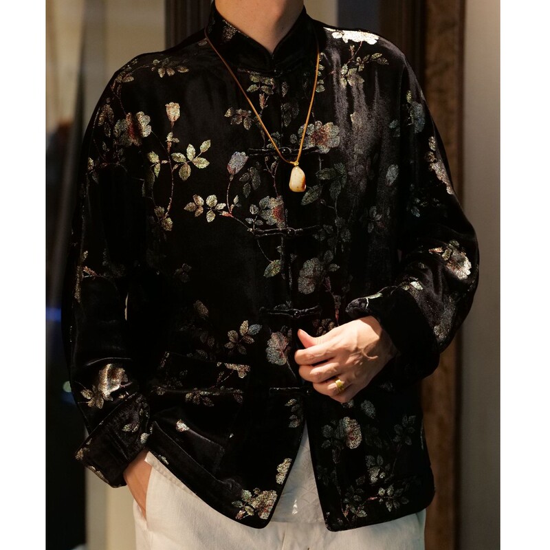 【Zaiyi】2026 New Style Tea-Scented Real Silk Velvet Men's Handmade Tang Suit Jacket Zy0901S