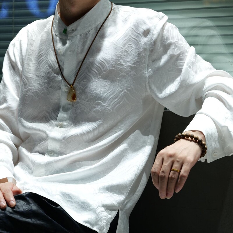 【Zaiyi】2026 New White Silk Men's National Style Shirt Top Zy0877S-F268 【Zaiyi】2026 New White Silk Men's National Style Shirt Top Zy0877S-F268