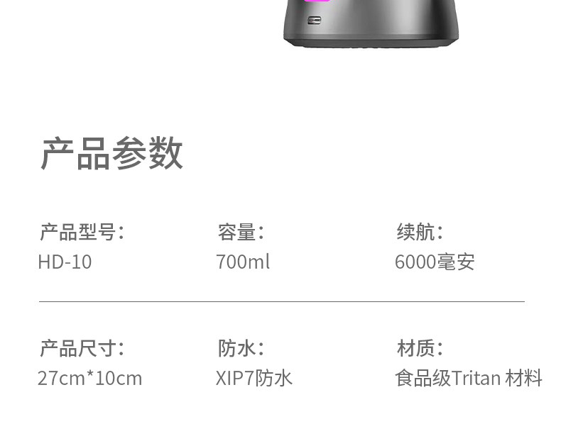 Мини Соковыжималка 新款便携式榨汁机小型360w果汁机家用blender充电运动榨汁杯650ml Newyues