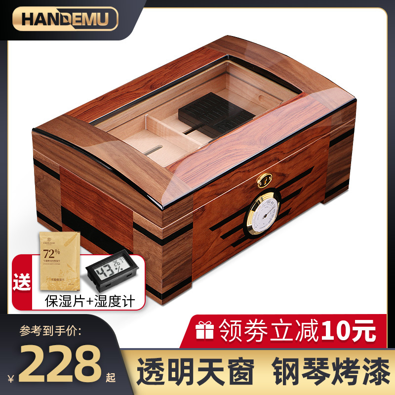 Spanish Cedar Wood Cigar Box Humidor Cigarette Box Double-Layer Sealed Constant Humidity Large Capacity Portable Cuban Cigar Box
