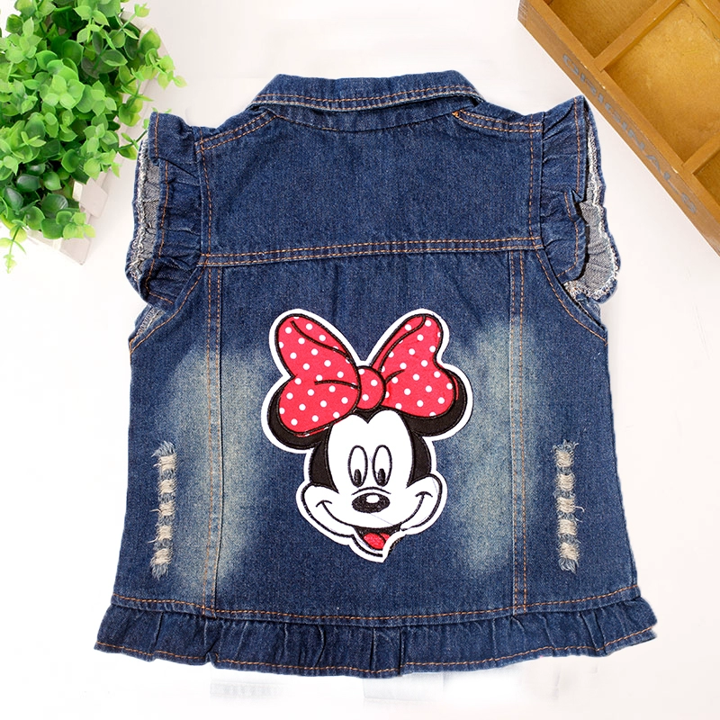 Trẻ em denim vest nam giản dị mùa xuân và mùa thu áo khoác ba lỗ có mũ bé gái