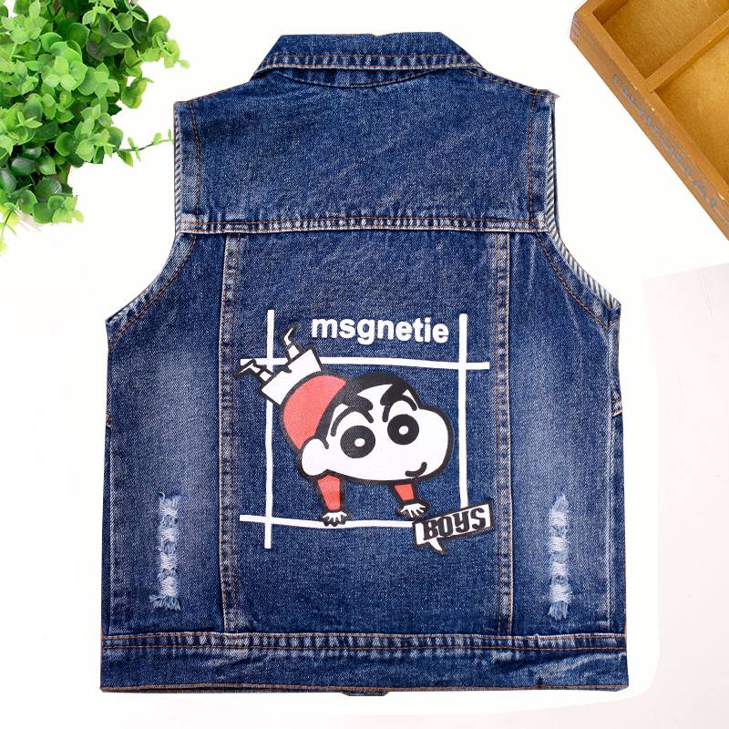 Bé cao bồi vest mùa xuân và mùa thu quần áo trẻ em nhỏ bông denim vest vai hoang dã mỏng boy girl jacket