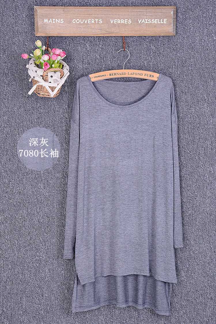 Áo thun dài tay mùa xuân nữ có kích thước lớn chạm đáy áo béo mm dài sinh viên phiên bản Hàn Quốc của áo sơ mi rộng rãi hoang dã áo phông nữ chất đẹp