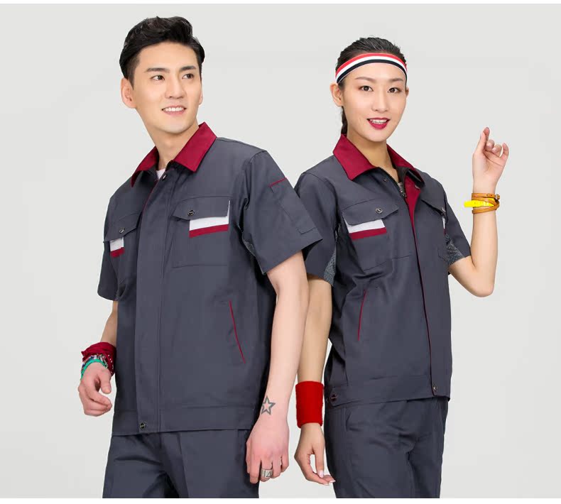 Mùa hè áo ngắn tay phù hợp với nam công cụ mỏng máy sửa chữa bảo hiểm lao động dịch vụ sửa chữa tự động nhà máy lắp đặt bảo trì công nhân quần áo đồ bộ nam trung niên