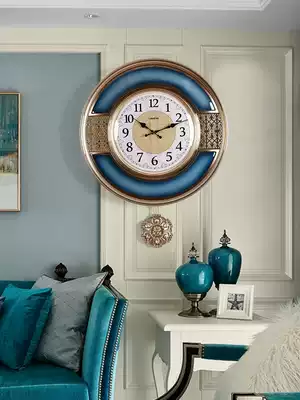Simple light luxury wall clock blue European silent clock fashion creative atmosphere home living room decoration wall clock