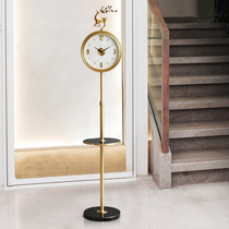 Pure copper floor clock luxury villa model room decoration decoration clock American light luxury deer head personality clock