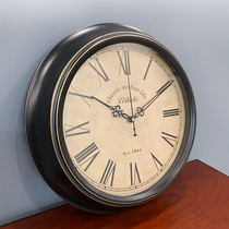 American clock hanging bell household living room decoration metal round silent clock minimalist personality European-style retro wall clock