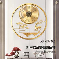 High-end living room decoration pure copper hanging bell 2022 new light lavish creative quartz clock table mute atmospheric Chinese clock
