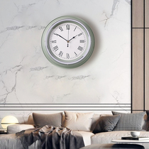 Eurostyle clock hanging clock Living room Home Fashion decoration hanging table American retro round metal light extravagant silent hanging wall