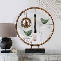 Mechanical timepiece New Chinese seat clock Living room clock swing piece Nordic retro creative desktop clock silent retro clock