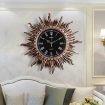 American Clocks Atmosphere Sun Hung Clock Eurostyle Retro Clock Creative Personality Super Muted Quartz Clocks Home Fashion